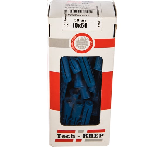 Изображение товара Распорный дюбель Чапай 10х60 шипы+усы, полипропилен 50шт - коробка Tech-Krep 111466