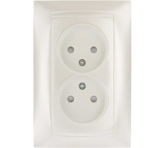 Изображение товара Розетка двойная с защитными шторками 10А 250В перламутр серия "Лама" TDM ELECTRIC SQ1815-0812