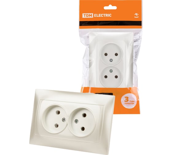 Изображение товара Двойная розетка TDM ELECTRIC 2П 10А 250В  перламутр "Лама" SQ1815-0824