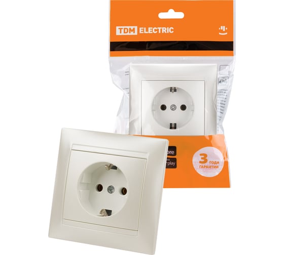 Изображение товара Розетка TDM ELECTRIC 2П+З 16А 250В  перламутр "Лама" SQ1815-0823