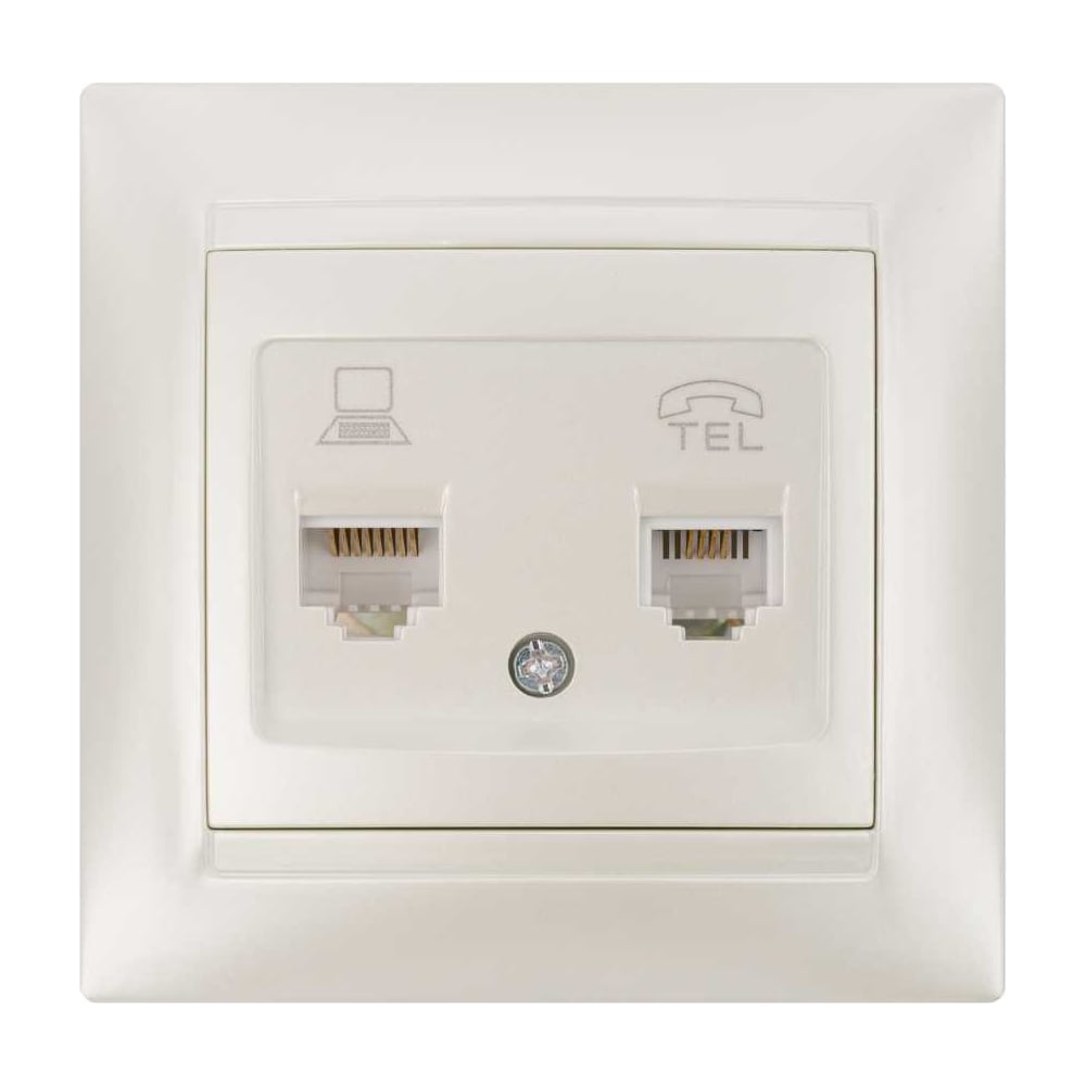 Изображение товара Комбинированная розетка TDM ELECTRIC Лама SQ1815-0819 для телефонных и компьютерных устройств