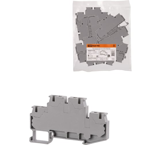 Изображение товара Клеммный безвинтовой зажим TDM ELECTRIC ЗКБ быстрого зажима двухуровневый 4 мм2 32А серый (Ph-C PTTB 4) SQ0822-0167