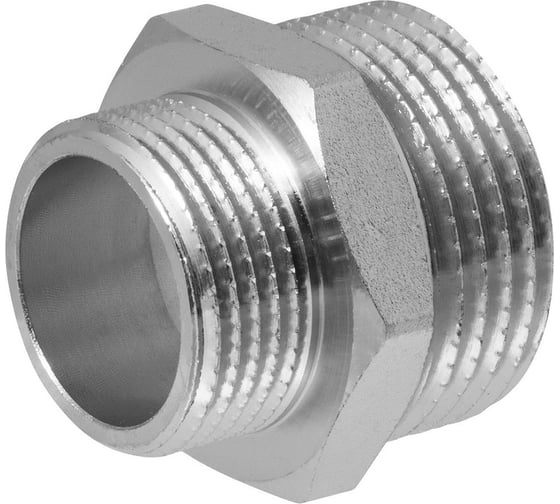 Изображение товара Ниппель-переходник MPF 1" х 3/4" бочонок латунный никелированный наружная резьба ИС.072175