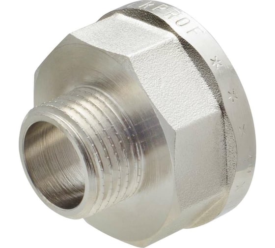 Изображение товара Переходник сантехнический с ребордой MPF 1" х 1/2" латунный никелированный внутренняя-наружная резьба ИС.072192