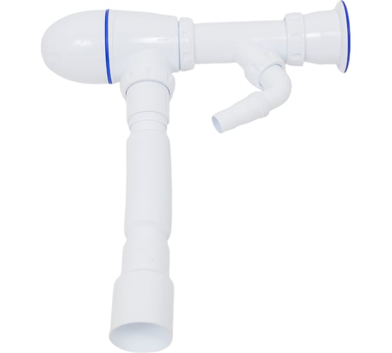 Изображение товара Сифон для кухни Unicorn 1.1/2"х40, нержавеющий выпуск, отвод для стиральной машины, с универсальной гибкой трубой, 40х40/50 B320V ИС.110315 533276