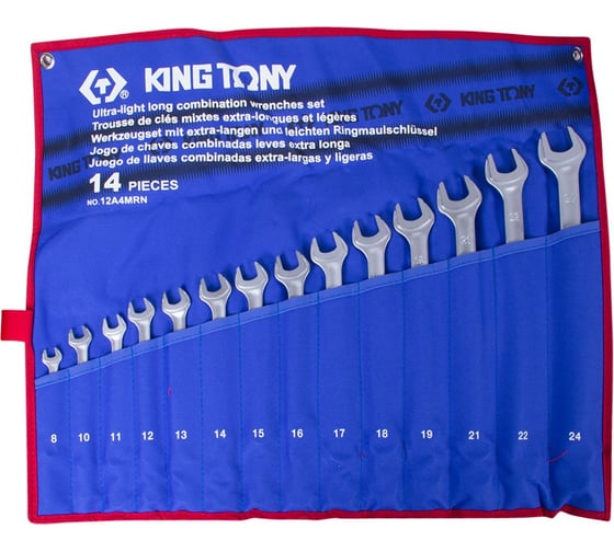 Изображение товара Набор комбинированных удлиненных ключей, 8-24 мм, 14 предметов KING TONY 12A4MRN