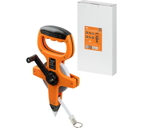 Изображение товара Измерительная геодезическая рулетка TDM ELECTRIC 30 метров х 13 мм, стальное полотно, открытый корпус, штык для фиксации "Рубин" SQ1018-0401