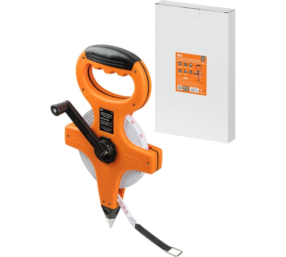 Изображение товара Измерительная геодезическая рулетка TDM ELECTRIC 30 метров х 13 мм, фибергласовое полотно, открытый корпус, штык для фиксации "Рубин" SQ1018-0403