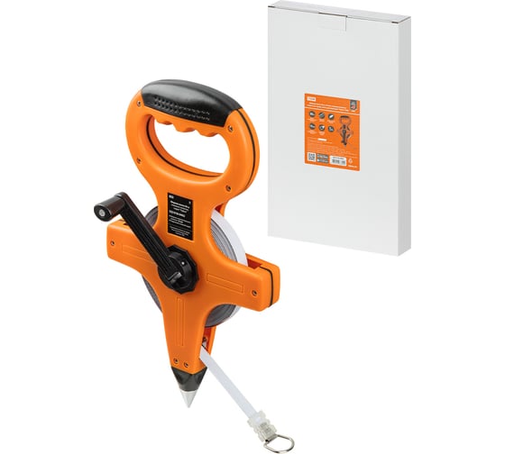 Изображение товара Измерительная геодезическая рулетка TDM ELECTRIC 50 метров х 13 мм, стальное полотно, открытый корпус, штык для фиксации "Рубин" SQ1018-0402