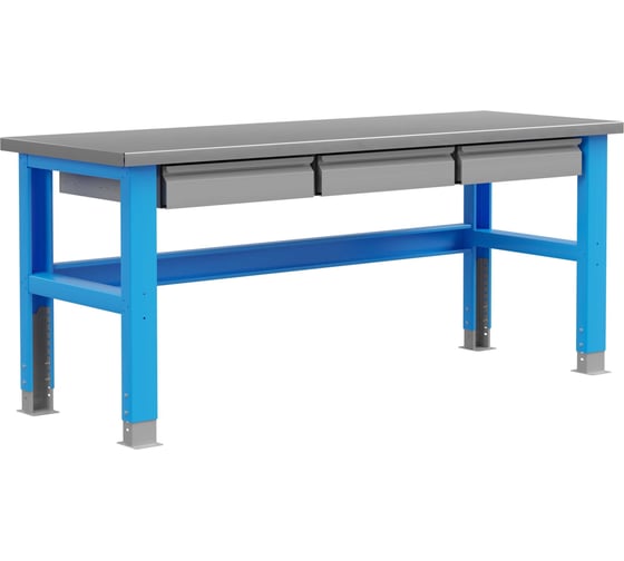 Изображение товара Промышленный металлический стол 2000 мм Верстакофф PLC (RAL5015 и RAL7037) 115003