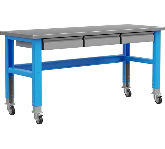 Изображение товара Промышленный металлический стол на колесах 2000 мм Верстакофф PROFFI 115013