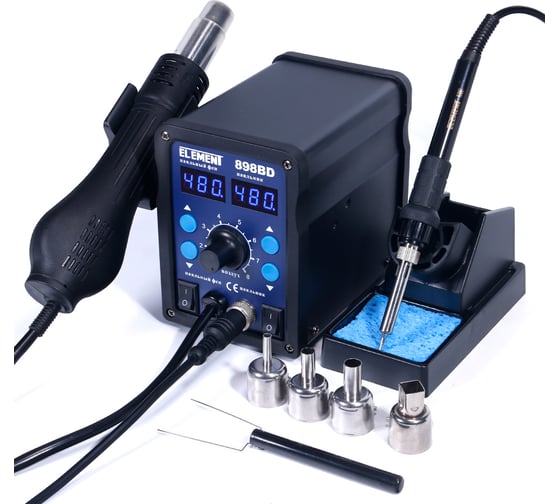 Изображение товара Паяльная станция, фен+паяльник ELEMENT 898BD 15297