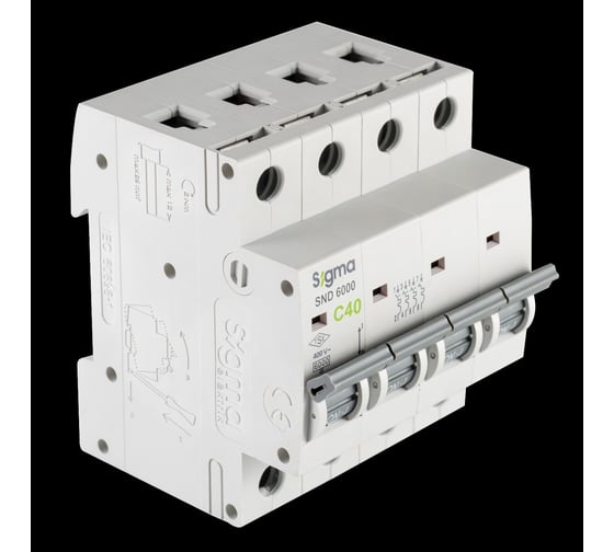 Изображение товара Автоматический выключатель Sigma Elektrik 4P C 40A 6kA, 3 шт 6SM440C