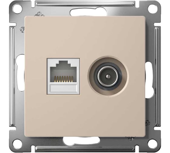 Изображение товара Розетка tv+rj45 Systeme Electric Atlasdesign песочный, кат.5e ATN001289