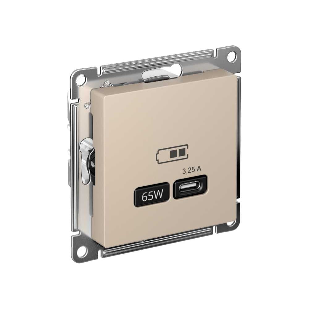 Изображение товара Розетка USB Type C Atlasdesign 65W fast charge бежевый песочный