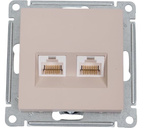 Изображение товара Компьютерная 2-местная розетка rj45+rj45 Systeme Electric Atlasdesign песочный, кат.5e ATN001285