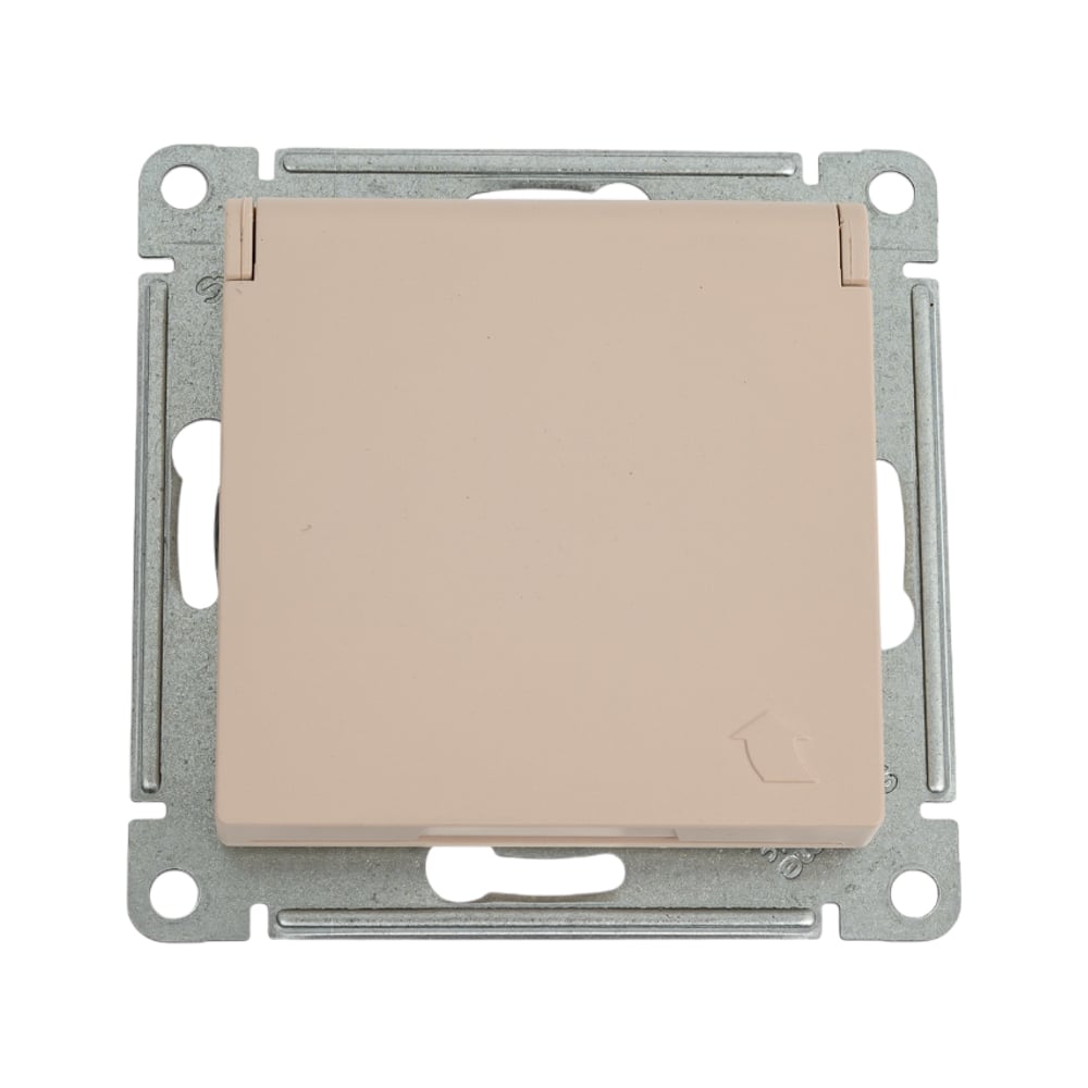 Изображение товара Розетка Systeme Electric Atlasdesign песочный с заземлением и крышкой, 16А