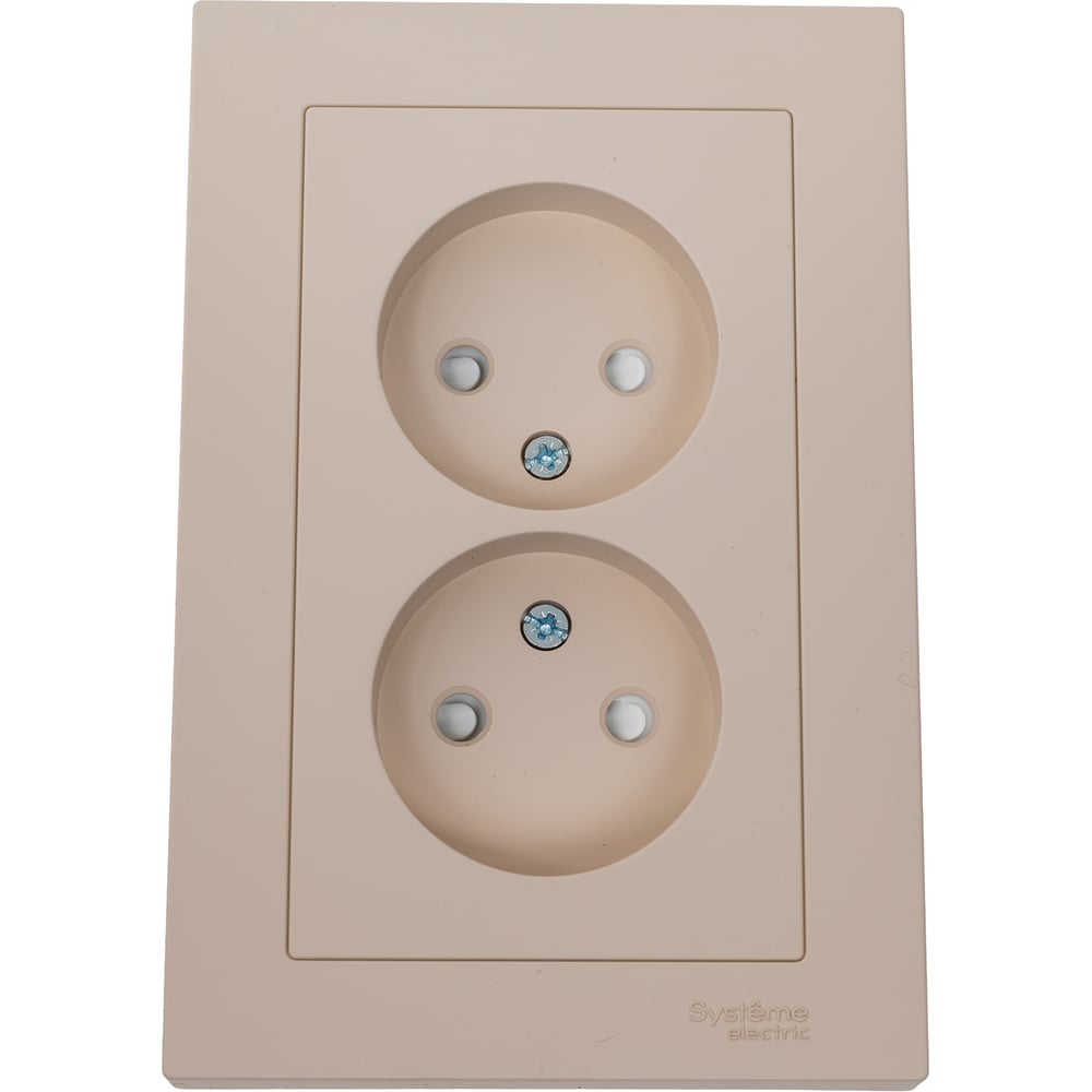 Изображение товара 2-местная розетка Systeme Electric Atlasdesign песочный без заземления IP20