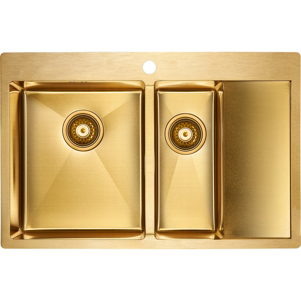Изображение товара Кухонная мойка Paulmark KRONER 78/2SF брашированное золото 780х510 мм прямоугольная