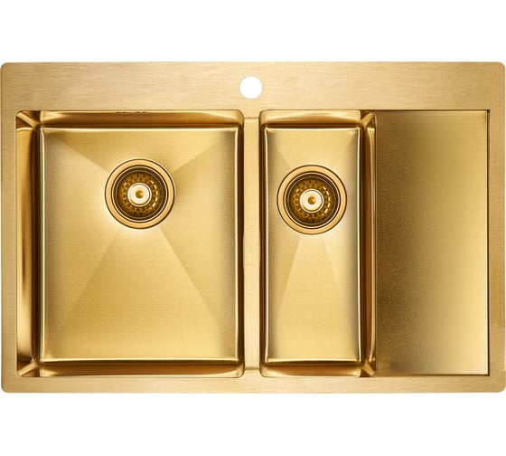 Изображение товара Кухонная мойка Paulmark KRONER 78/2SF, брашированное золото, левая, 780х510мм, PM227851-BGL