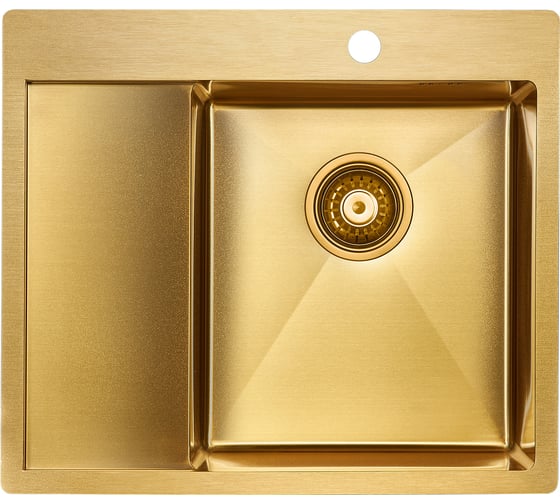 Изображение товара Кухонная мойка Paulmark KRONER 59F, брашированное золото, правая, 590х510мм, PM225951-BGR