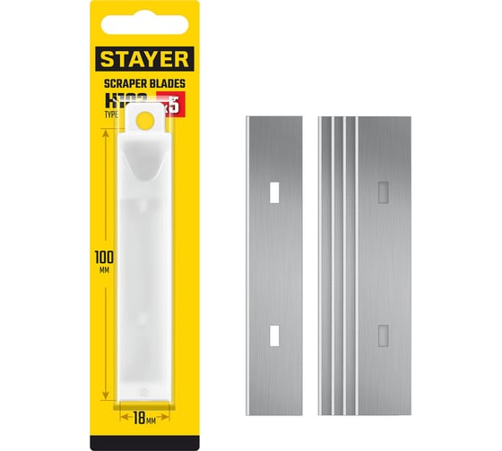Изображение товара Лезвие для скребков STAYER 5 шт 100 мм 08515-S5_z02
