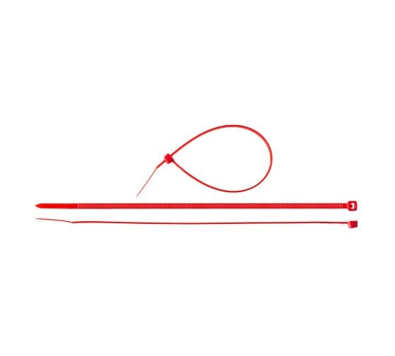 Изображение товара Нейлоновый хомут Зубр МАСТЕР красный, 3,6 мм x 200 мм, 100 шт 309040-36-200