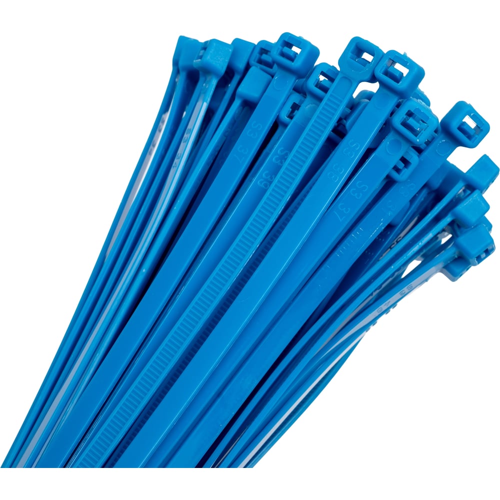 Изображение товара Нейлоновый хомут Зубр МАСТЕР синий 4,8 мм x 400 мм 100 шт - прочная и универсальная стяжка для кабе