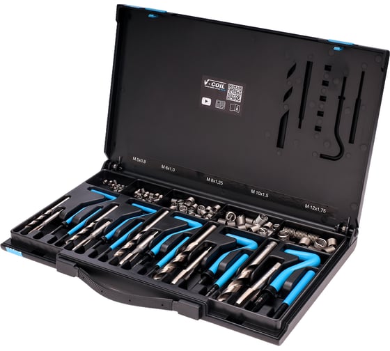 Изображение товара Набор для восстановления резьбы VOLKEL М5-М12 130 предметов V-Coil V04081