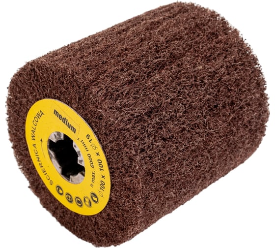 Изображение товара Валик шлифовальный лепестковый на нетканой основе (100х100х19 мм; среднее зерно) GLOB ШЛ100х100х19СЗ