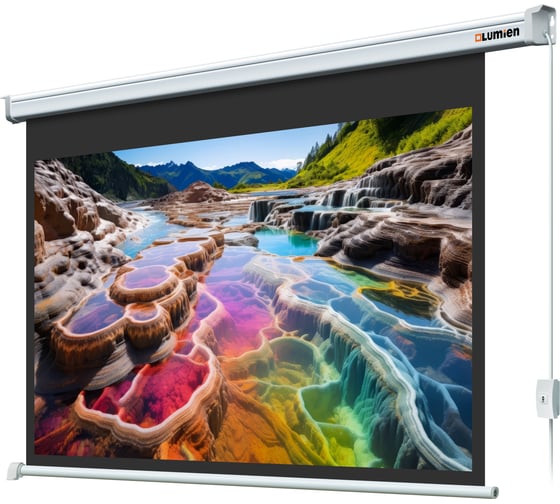 Изображение товара Экран с электроприводом Master Control Lumien 197x280 см (раб.область 153х272 см) (123") Matte White FiberGlass черн. кайм \3\ 52334