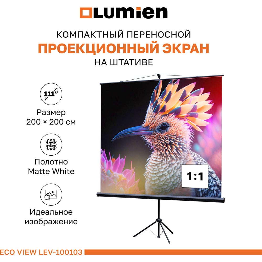 Изображение товара Экран на штатив Lumien LEV-100103е Eco View 200x200 см, Matte White, 1:1 6 49129
