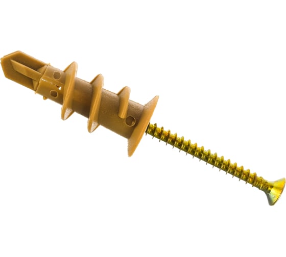 Изображение товара Нейлоновый дюбель Зубр МАСТЕР тип Дрива со сверлом, для гипсокартона, с оцинкованным саморезом, 33 мм, 4 шт 4-301266