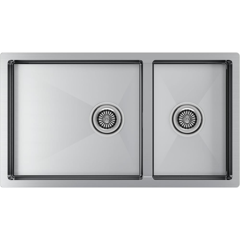Изображение товара Моюка кухонная Paulmark AXEL из нержавеющей стали, 2 чаши, брашированная поверхность