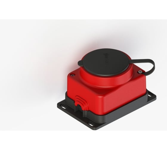 Изображение товара Штепсельная колодка NE-AD 1-гн. с крышкой, с заземлением, 16А, IP44 (каучук), Красный 4403