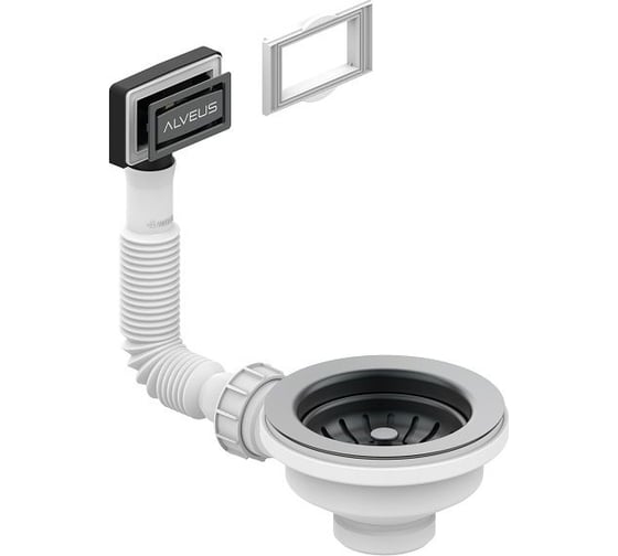 Изображение товара Выпуск для мойки ALVEUS 114 anthracite с рамкой и заглушкой (гофра) 1144843