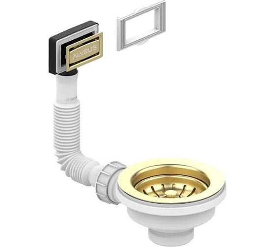 Изображение товара Выпуск для мойки ALVEUS 114 gold c рамкой и заглушкой (гофра) 1144841