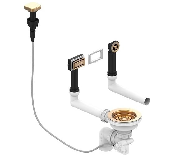 Изображение товара Выпуск для мойки с вертикальным переливом ALVEUS pop up bronze с рамкой и заглушкой 1144853