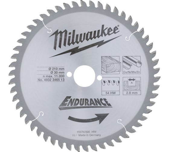 Изображение товара Пильный диск 210х30 мм, Z54 Milwaukee 4932346513
