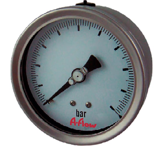 Изображение товара Манометр от 0 до 250 бар из нержавеющей стали, D63 мм, NPT 1/4", штуцер сзади по центру A-Flow G22-S-4N-63B-250bar
