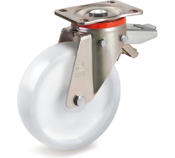 Изображение товара Колесо с вращающейся опорой, пластиной крепления и задним тормозом (200 мм; 750 кг) Tellure rota 686956