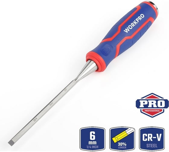Изображение товара Стамеска-долото WORKPRO 6 мм, CR-V кованая сталь WP243004