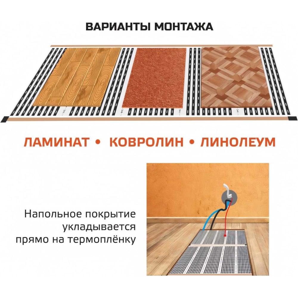 Изображение товара Комплект инфракрасного пленочного теплого пола Истэк BlackWarm 1м²