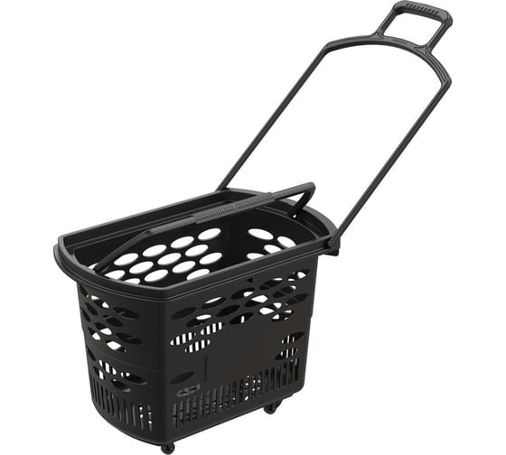 Изображение товара Покупательская корзина-тележка ООО Комус  EVR_TECHNO пластик, с 2 пластиковыми ручками, 38 л, черный 1715107