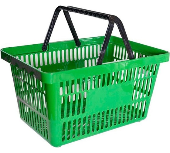 Изображение товара Покупательская корзина ООО Комус MDM_PL-722KRZ.722.5.GN зеленый, 2 ручки, 22 л, в упаковке 5 шт. 1275471