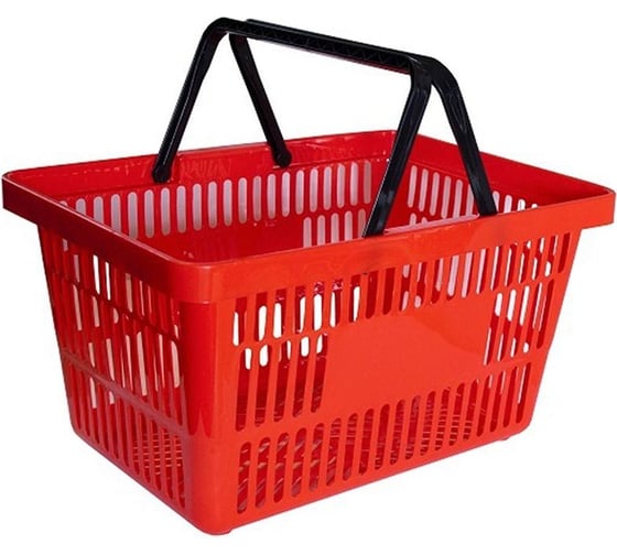 Изображение товара Покупательская корзина ООО Комус MDM_PL-722KRZ.722.5.RD красный, 2 ручки, 22 л, в упаковке 5 шт. 1275469