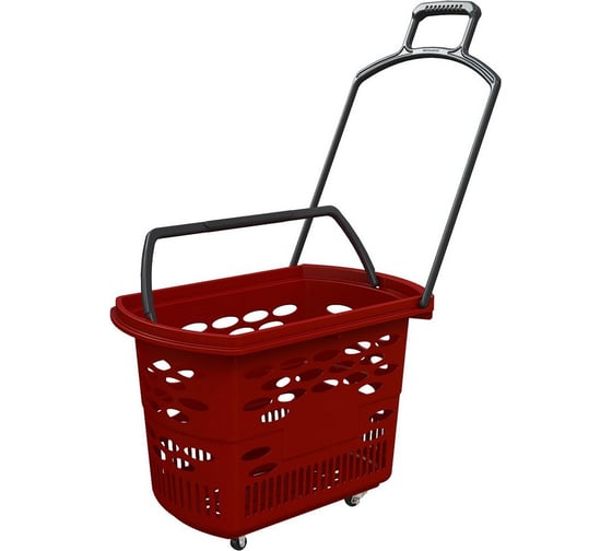 Изображение товара Покупательская корзина ООО Комус EVR_TECHNO 410064 корзина-тележка, пластик, красный, 38 л 1088240