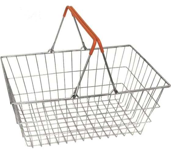 Изображение товара Покупательская корзина ООО Комус MDM_ ТО-1.1 цинк, красные ручки, в упаковке 5 шт. 827103