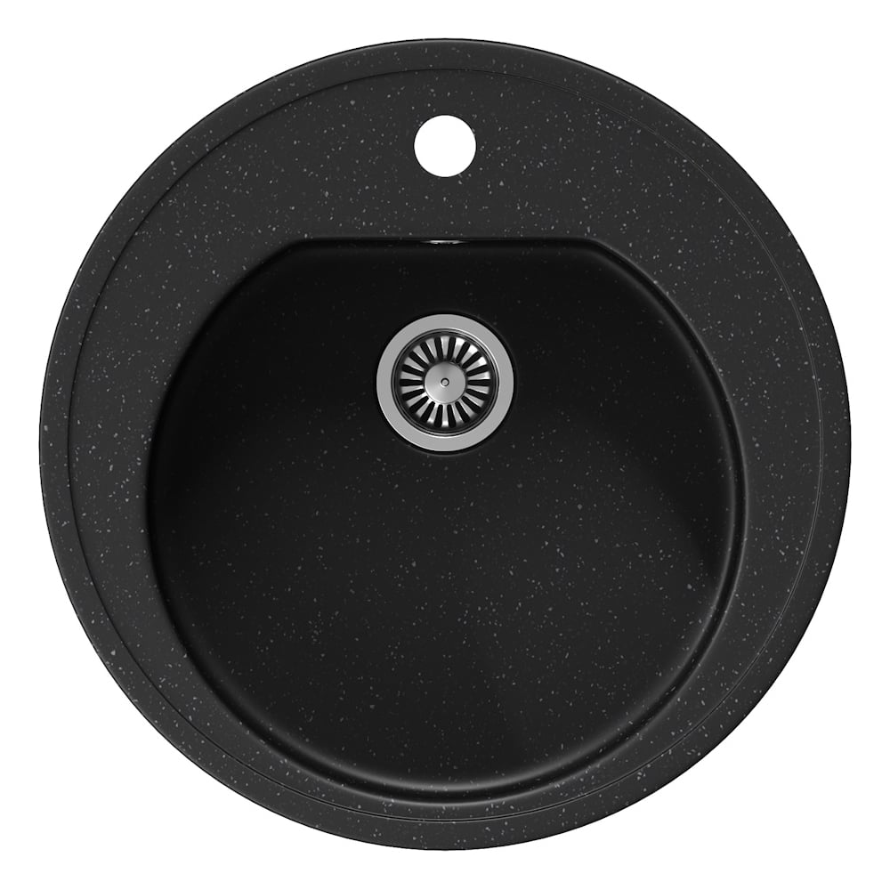 Изображение товара Кухонная мойка Teymi Lina D51 круглая черная матовая литейный мрамор