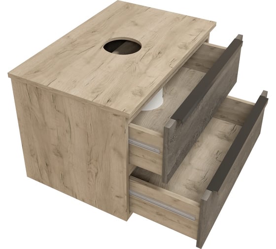 Изображение товара Подвесная тумба Teymi Helmi 70, 2 ящика с доводчиком, серый камень/дуб T60307 ЦБ-00266202